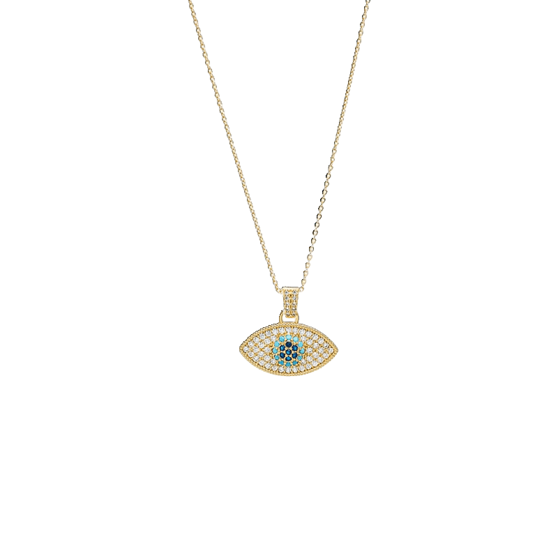 Blues & Clear Evil Eye Charm Necklace