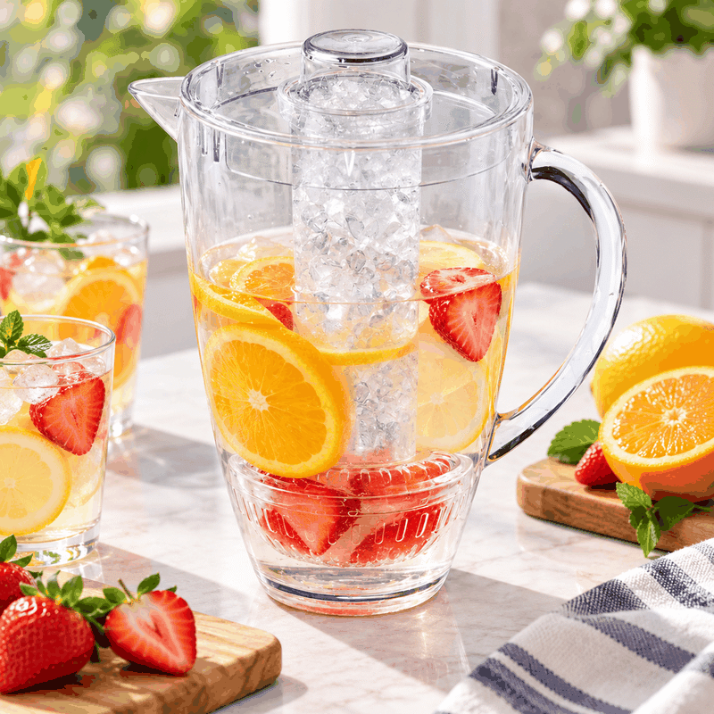 Acrylic 3 Quart Pitcher with Ice Chamber & Infuser