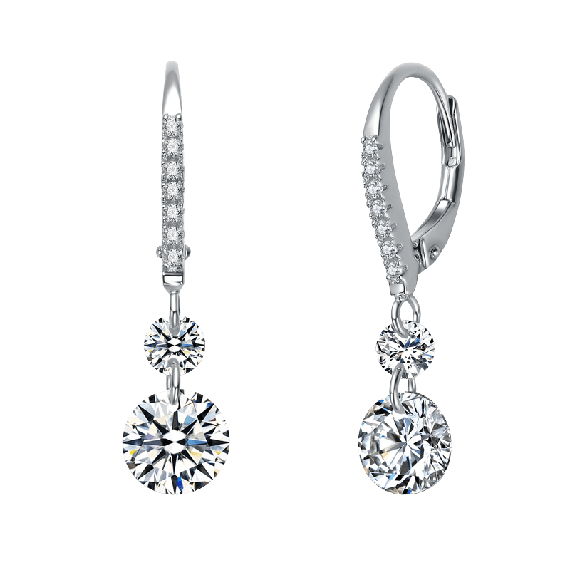 White Gold Plated with Clear Cubic Zirconia Drop Earrings