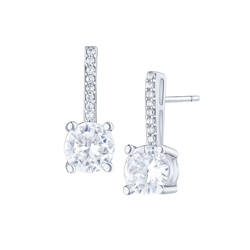 5 Cttw Pave/Round Cz Delicate Drop Earrings