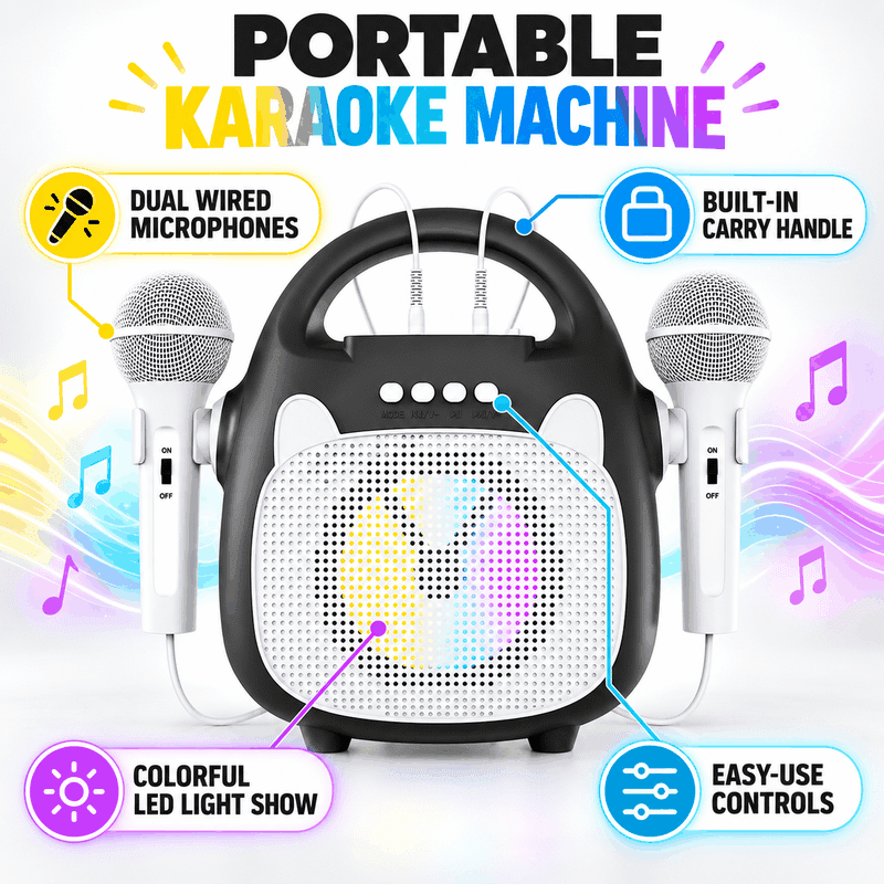 Kids Karaoke Party Speaker w/ Dual Microphone