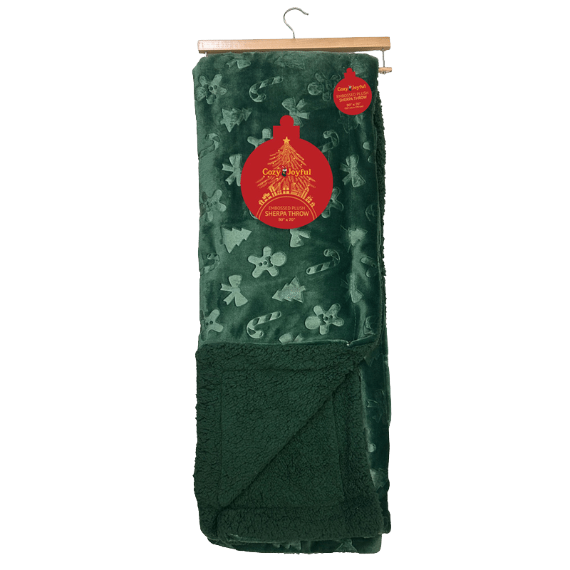 Embossed Holiday Sherpa Throw Blanket