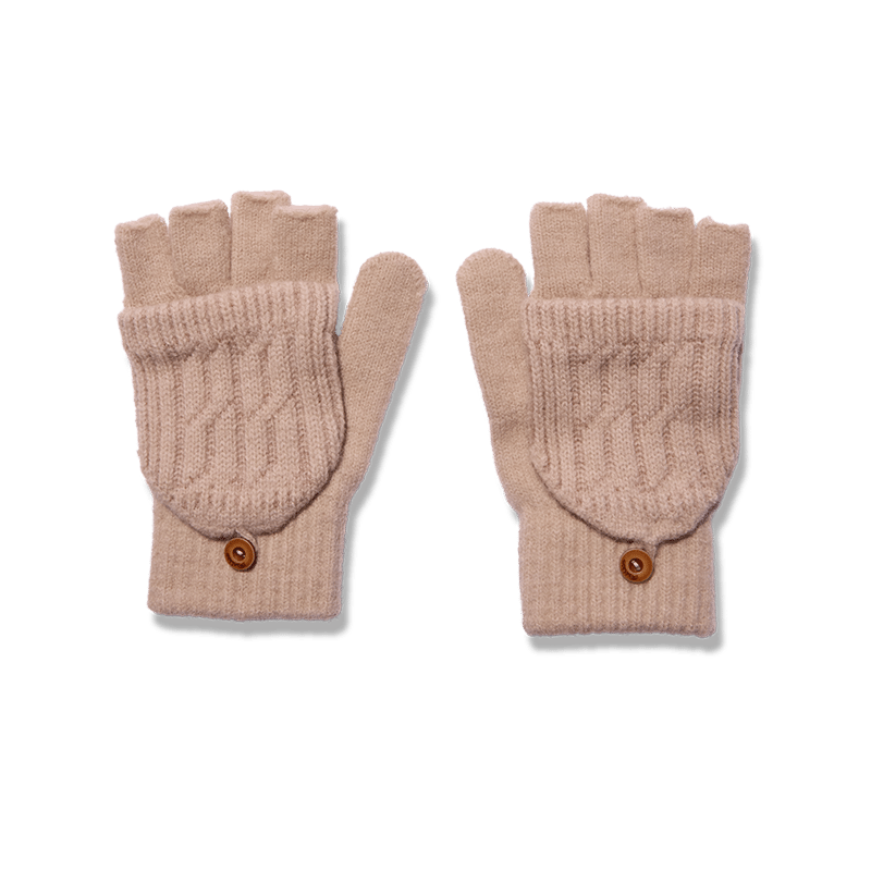 Cable Knit Pop Top Mittens