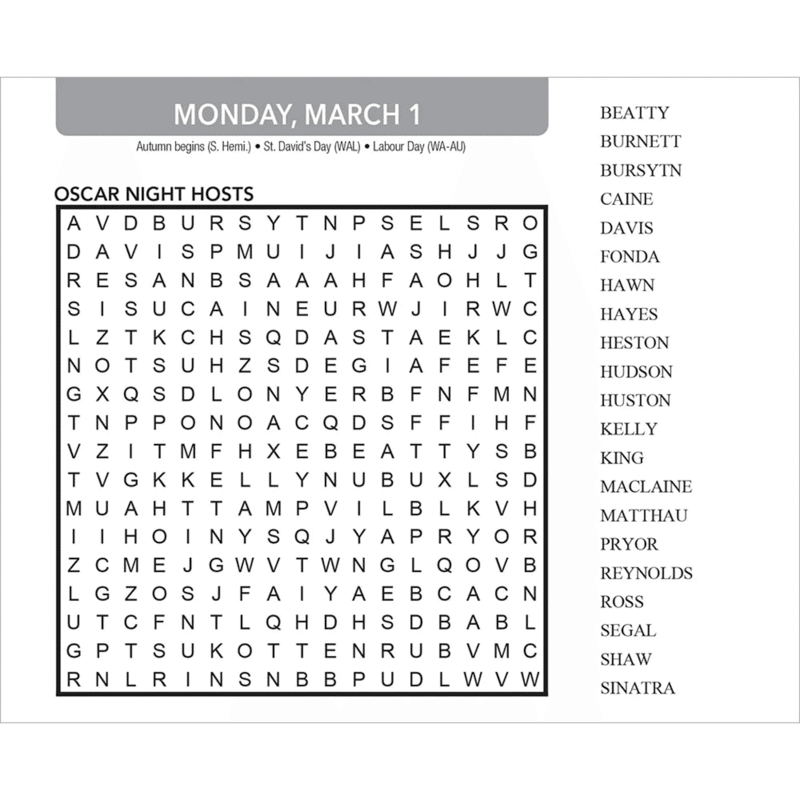 Word Search 2027 Box Cal Ink