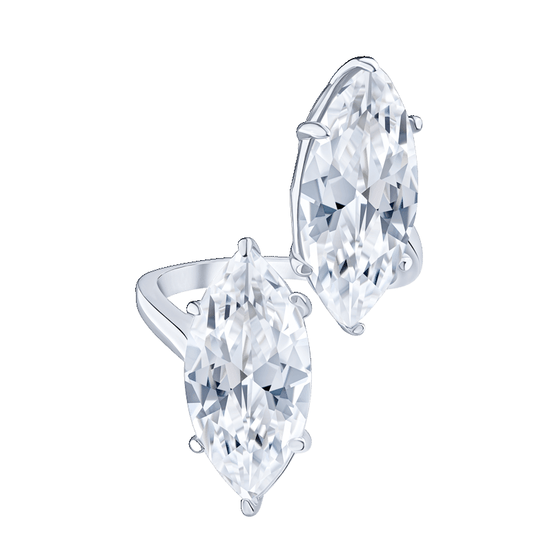 10 Ct Marquise North/South Cz Statement Ring - Size 6