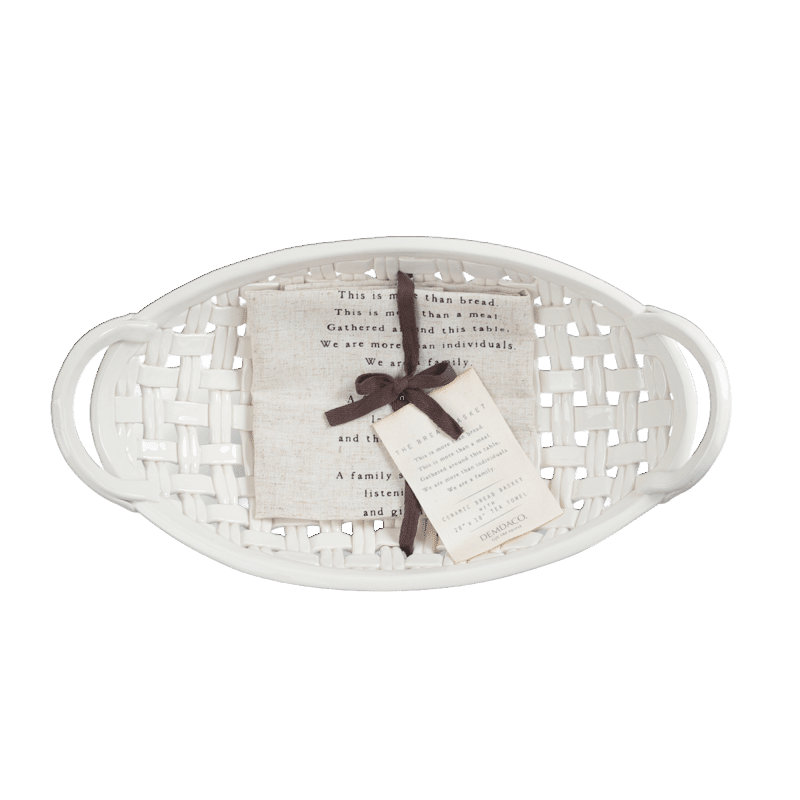 Ceramic Bread Basket with Towel
