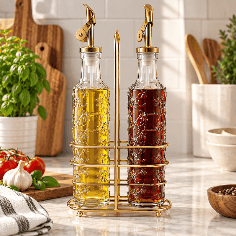 Glass Oil & Vinegar Dispenser Set