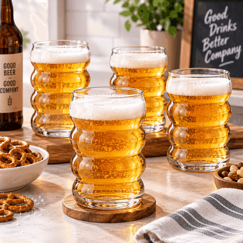 Ribbed Beer Glass (4 Pack)
