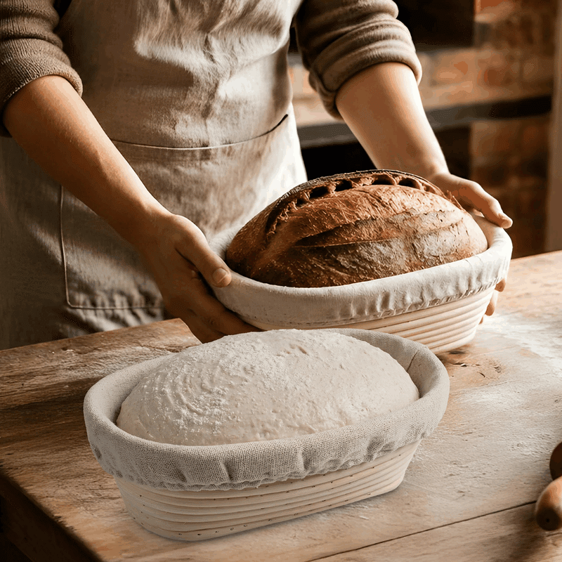 10" Oval Bread Proofing Bannetons with Liners (2 Pack)