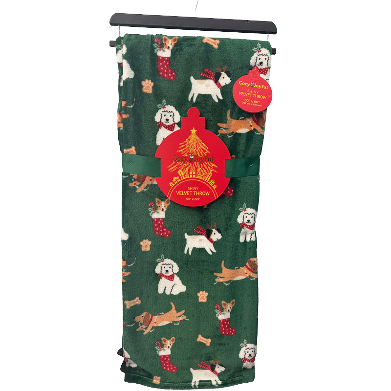 Printed Shiny Holiday Plaid Throw Blanket