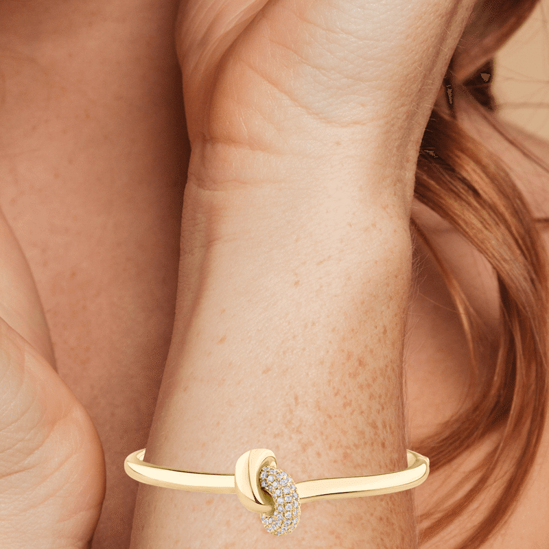 1 Ct Pave Cz Metal Love Knot Bangle