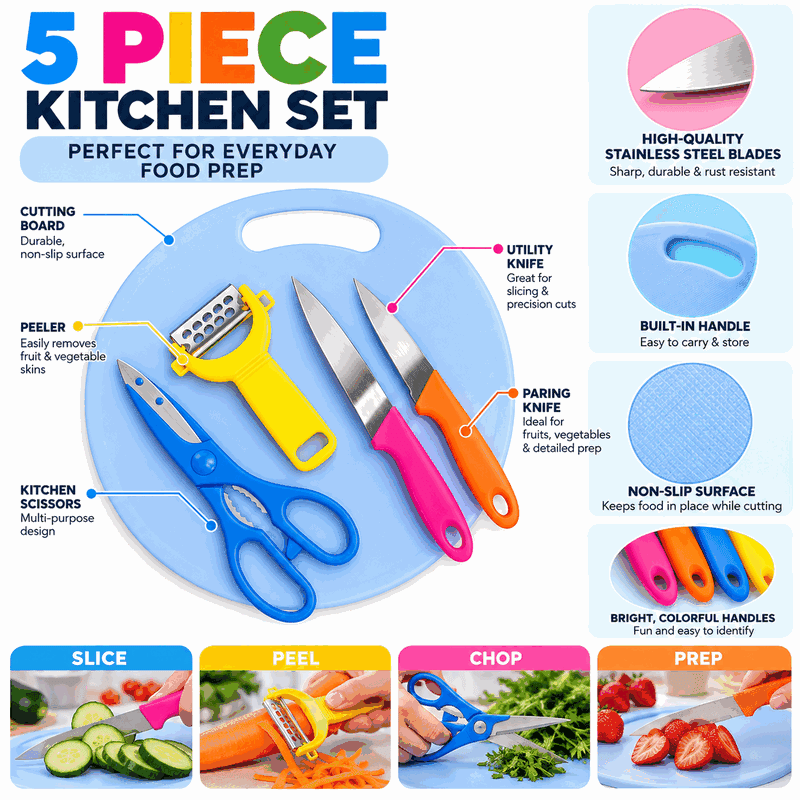 Kitchen Knife & Utensil Set with Cutting Board