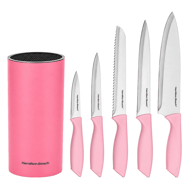 6 Piece Knife Set with Pink Handle
