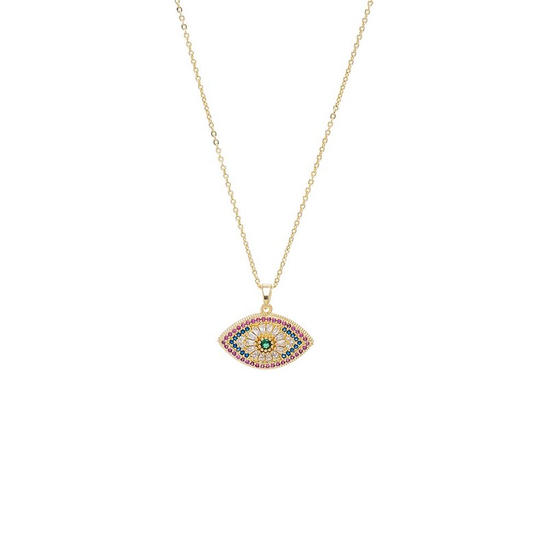 Multicolor Evil Eye Pendant Necklace