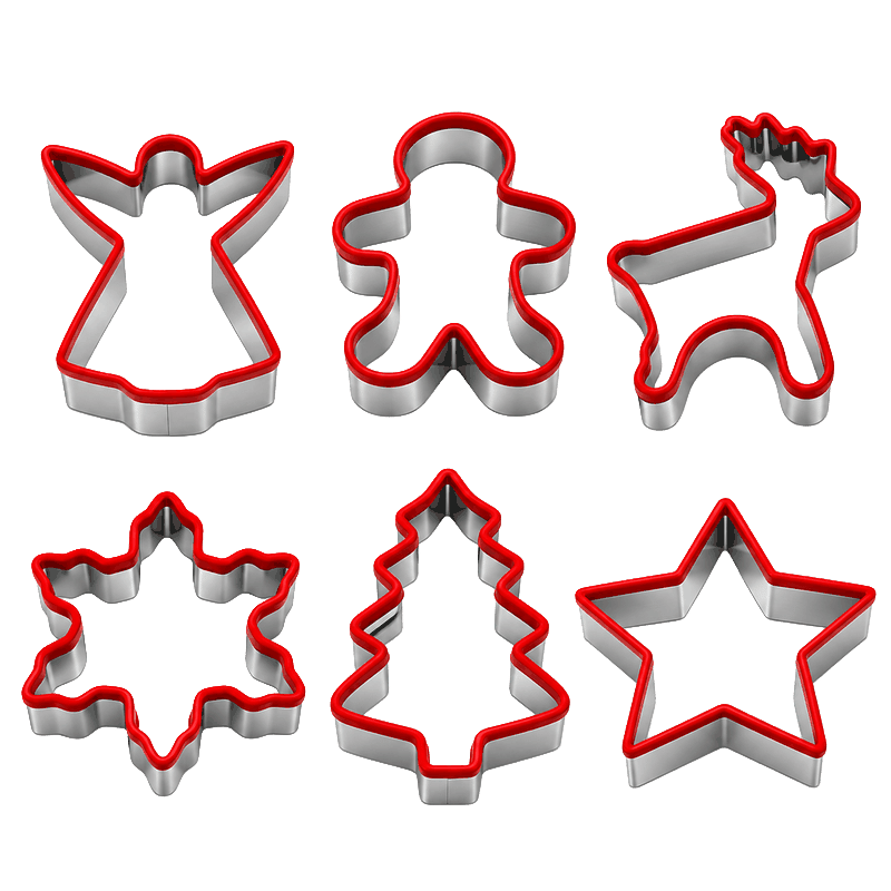 6 Piece Stainless Steel Christmas Cookie Cutter Set