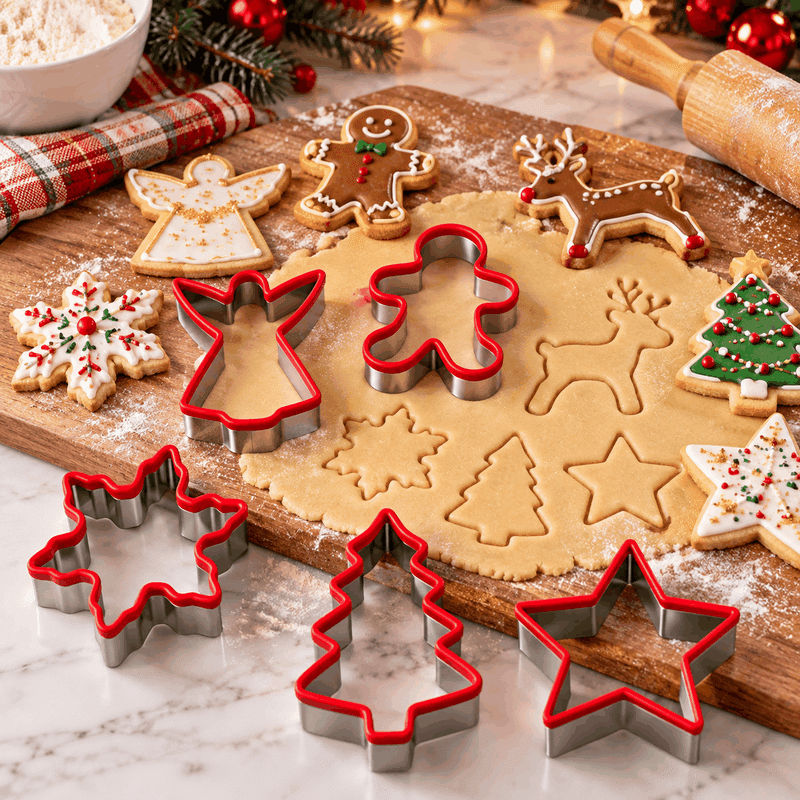 6 Piece Stainless Steel Christmas Cookie Cutter Set