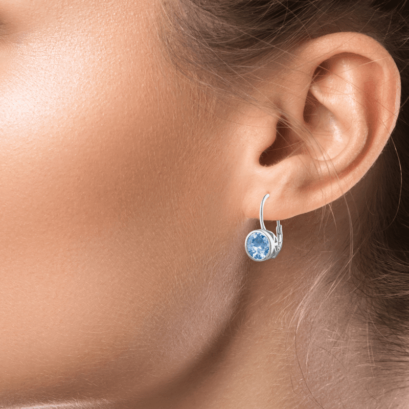5 Cttw Round Bezel Cz On Drop Earrings