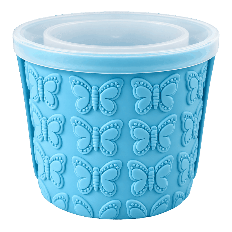 Silicone Ice Cube Bucket with Tongs - Blue