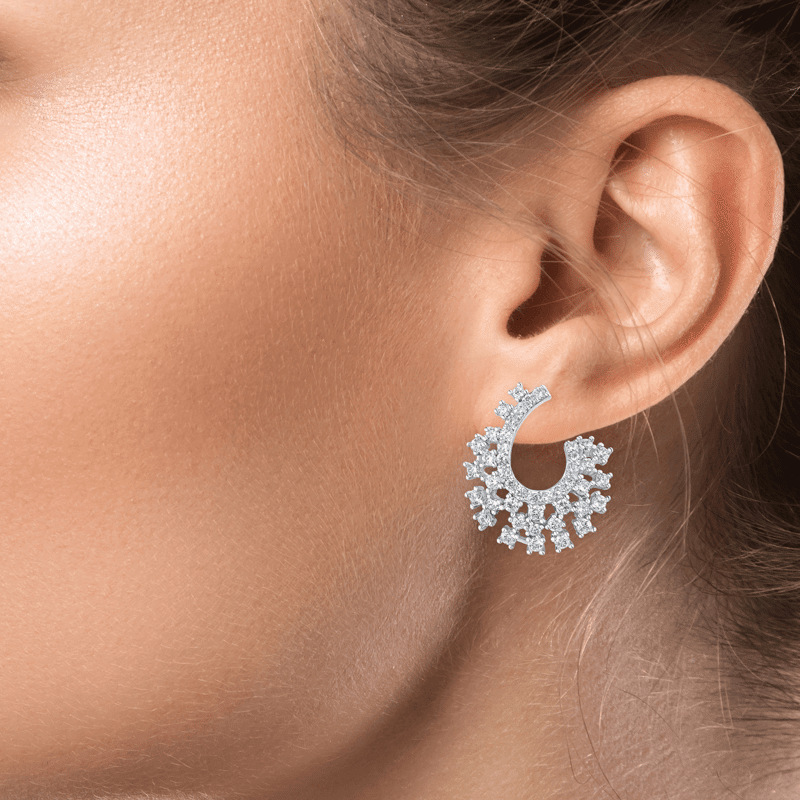 8 Cttw Round Cz Burst Curved Post Ears