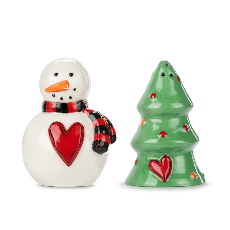 Snowman and Tree Salt and Pepper Shakers Set of 2