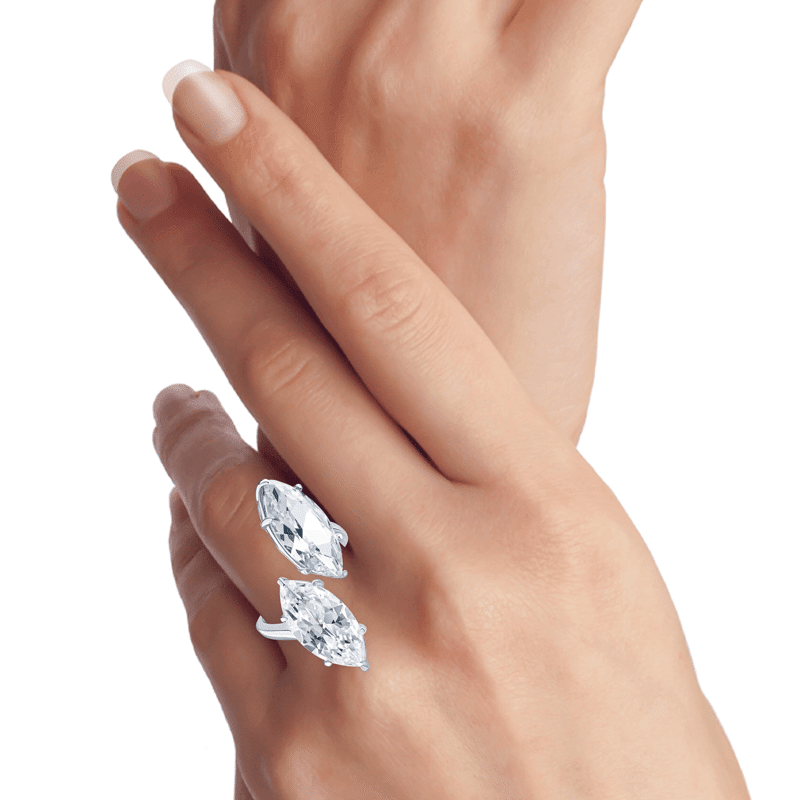 10 Ct Marquise North/South Cz Statement Ring - Size 6
