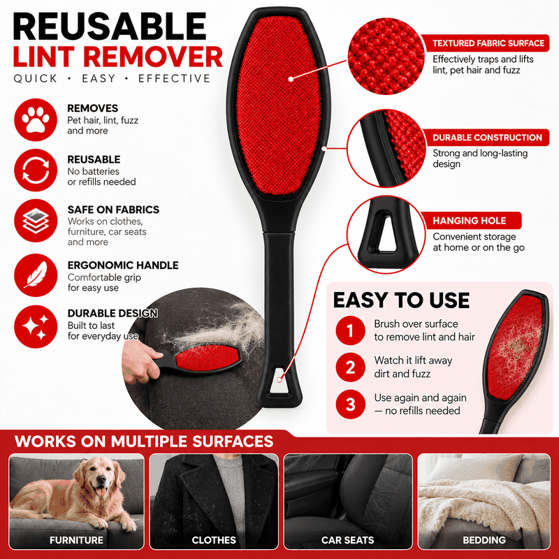 Double Sided Microfiber Lint Brush