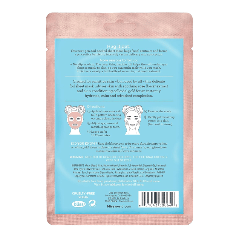 Rose Gold Rescue Soothes & Hydrates for Sensitive Skin Foil Sheet Mask