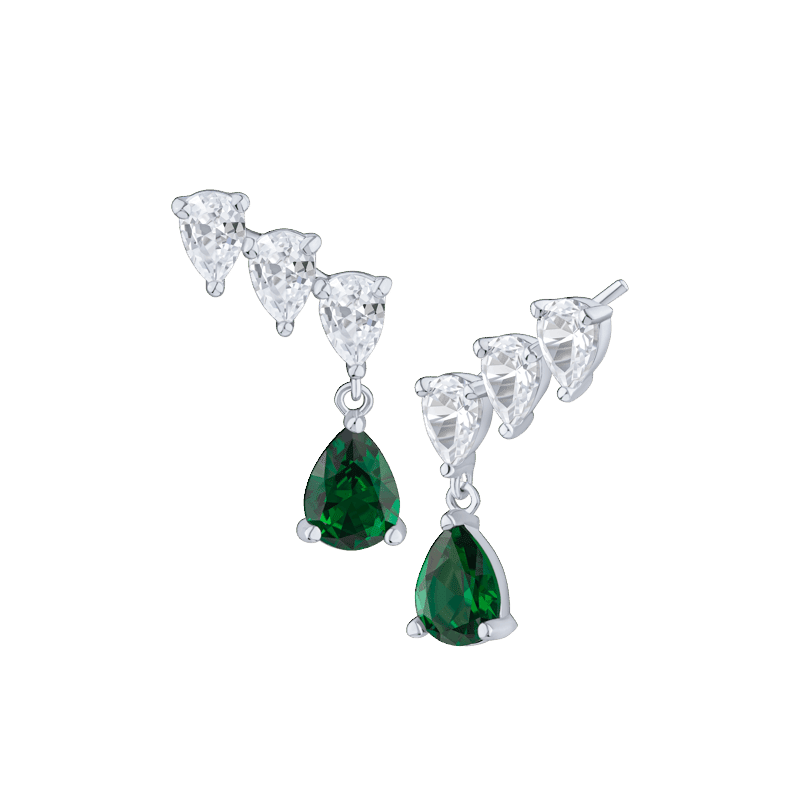 3 Cttw Pear Crawler Pear Drop Cz Earrings