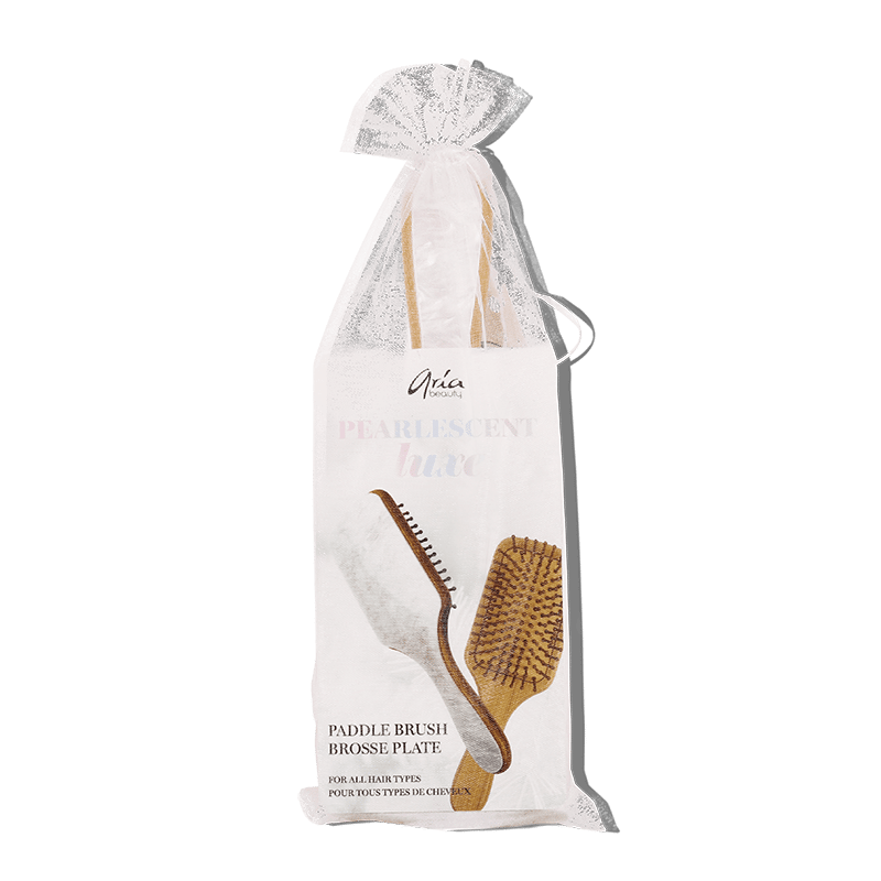 Bamboo Paddle Hair Brush in Pearlescent White