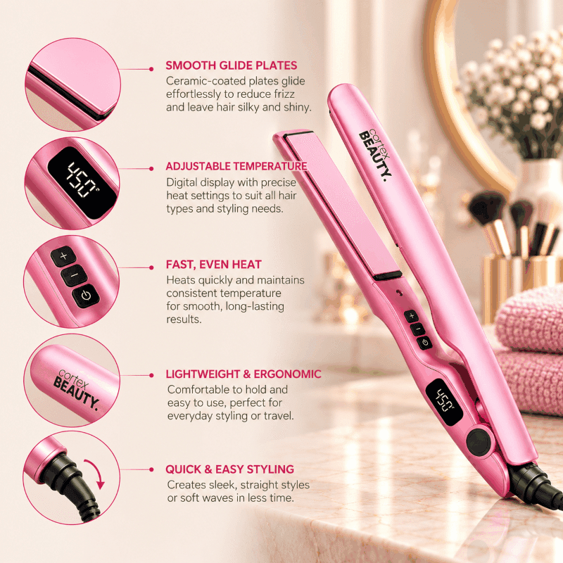 Pressed Perfection 1" Digital Ceramic Flat Iron Pink