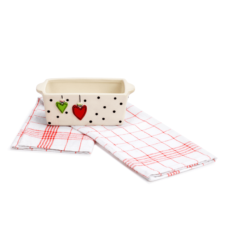 Hearts Mini Loaf Pan with Towel Set