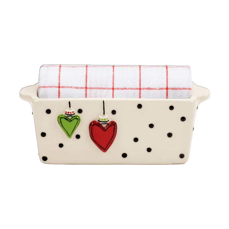 Hearts Mini Loaf Pan with Towel Set