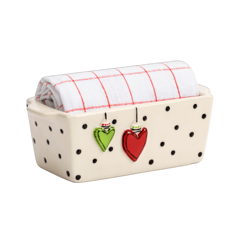 Hearts Mini Loaf Pan with Towel Set