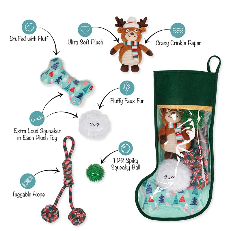Happy Pawlidays Dog Toy Stocking