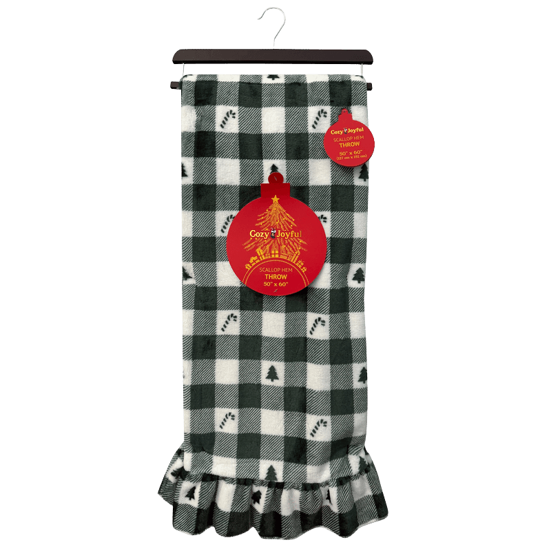 Scallop Hem Festive Throw Blanket