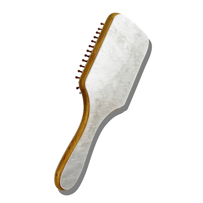 Bamboo Paddle Hair Brush in Pearlescent White