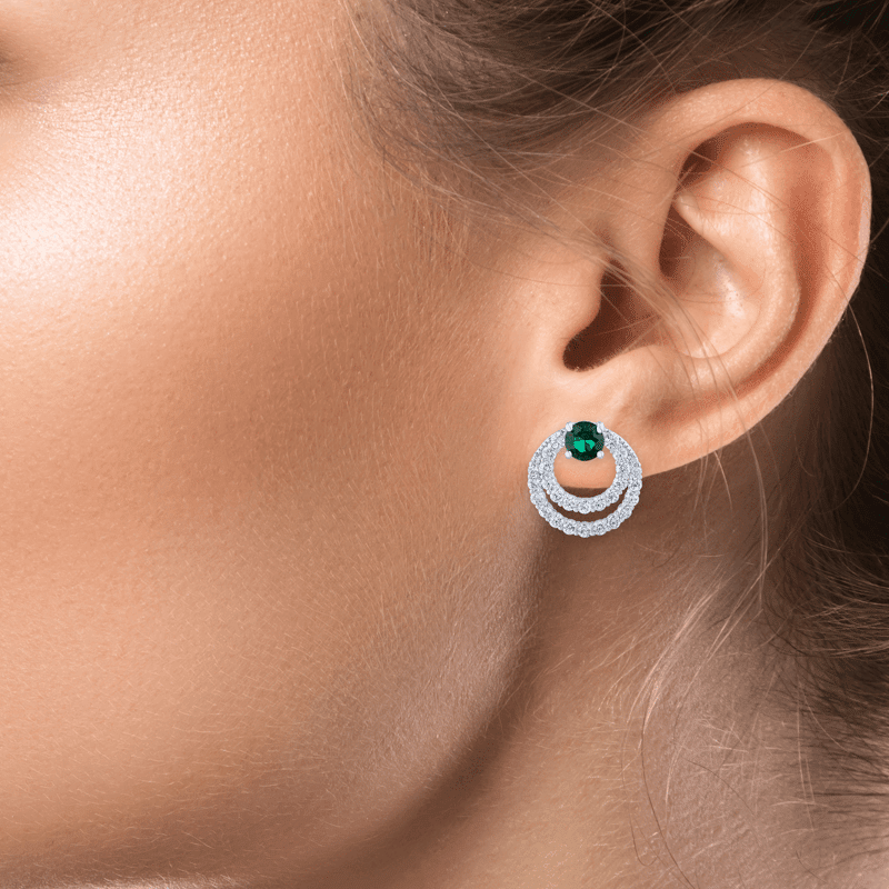 4 Cttw Round/Pave Cz Double Halo Earring