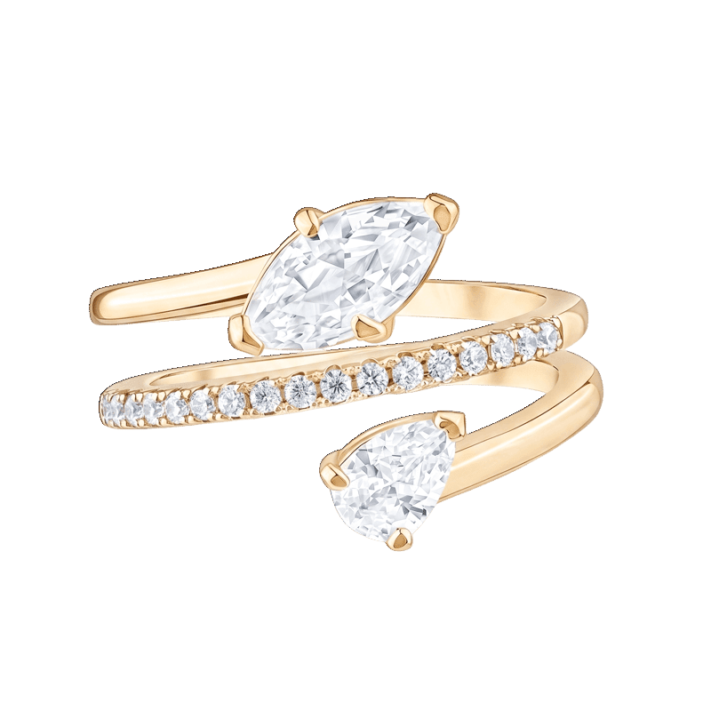 3 Cttw Pear/Rnd/Marquise Cz Pave Band Ring - Size 6