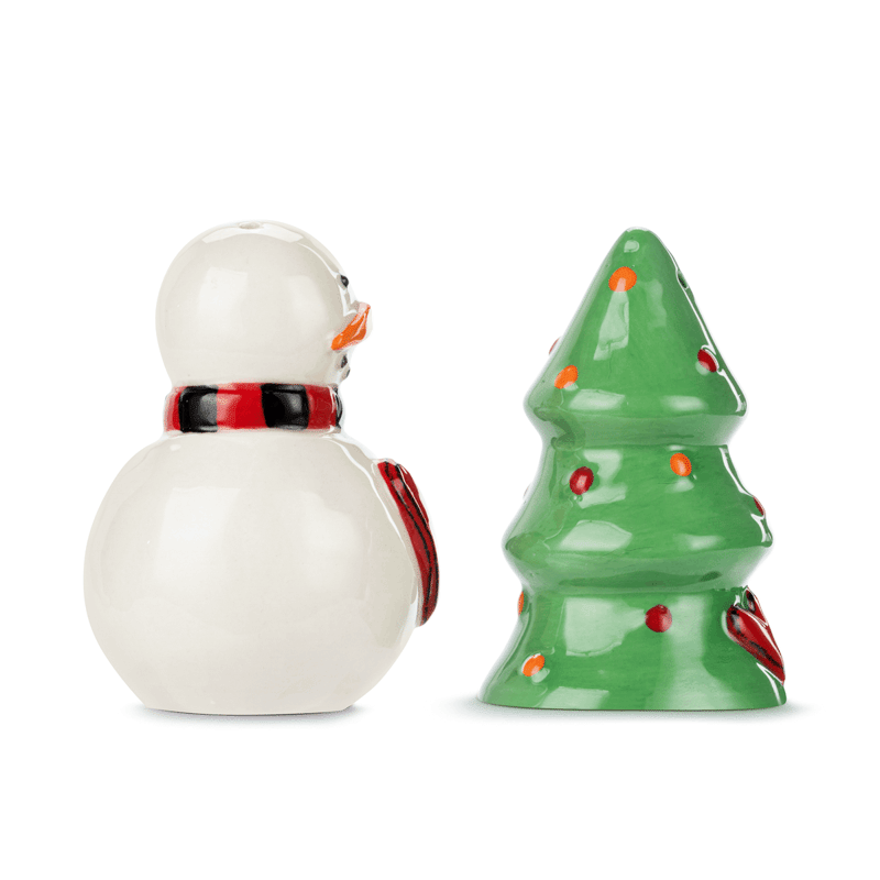 Snowman and Tree Salt and Pepper Shakers Set of 2