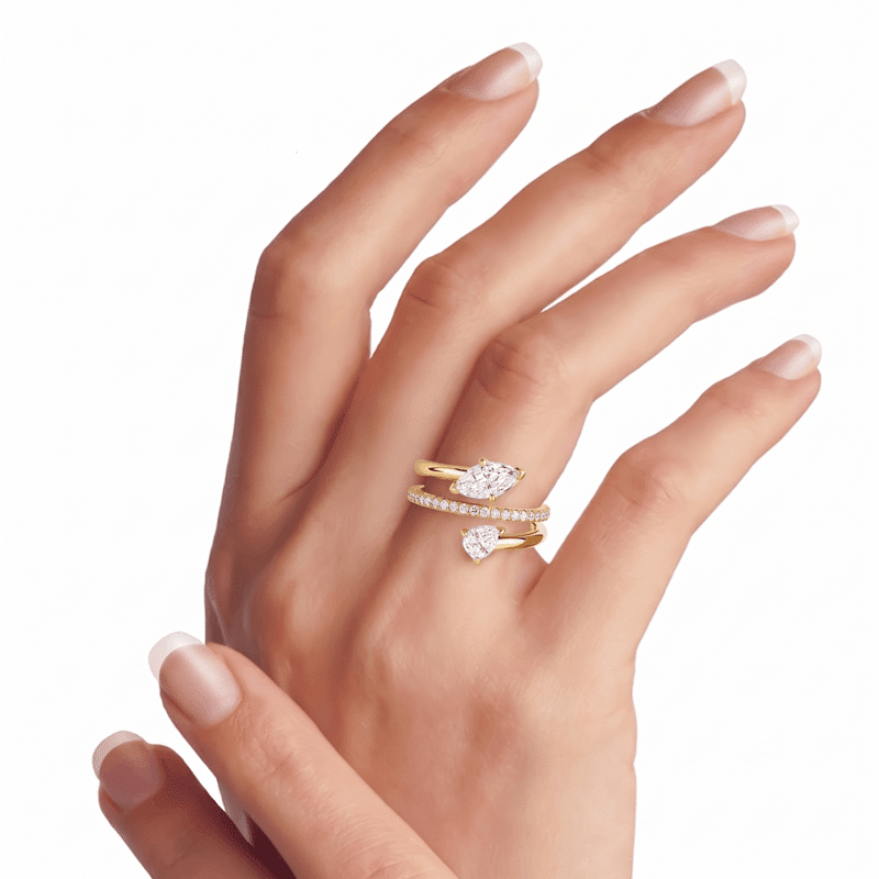 3 Cttw Pear/Rnd/Marquise Cz Pave Band Ring - Size 6
