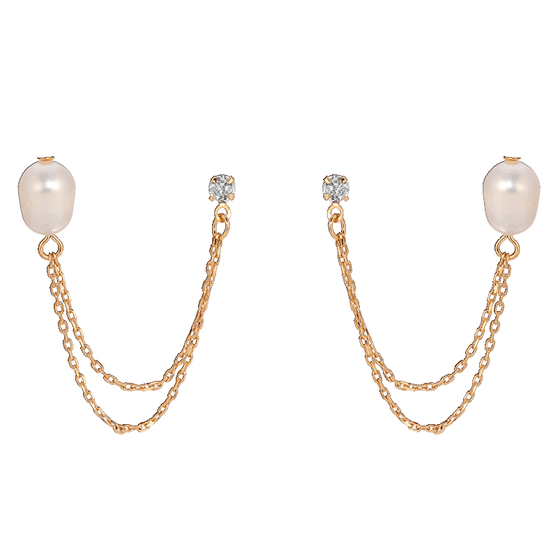 Double Piercing Freshwater Pearl Earring