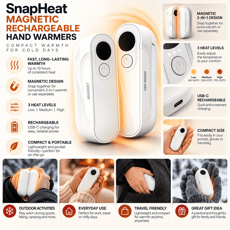 SnapHeat Magnetic Rechargeable Hand Warmers