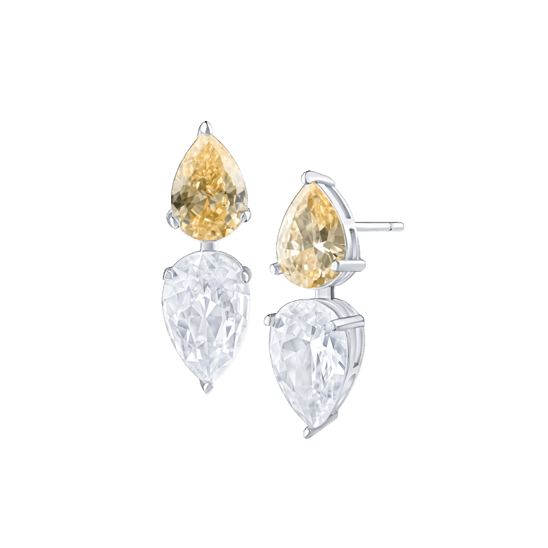 6 Cttw Pear Cz Up/Down Pear Sparkle Earrings