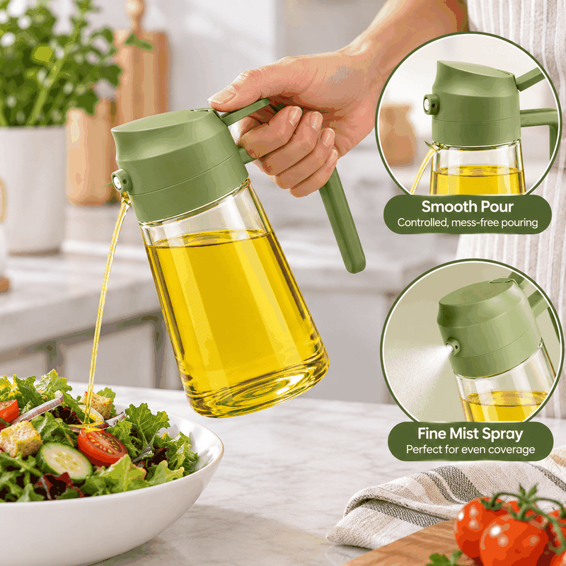 Dual Oil Dispenser and Sprayer Bottle
