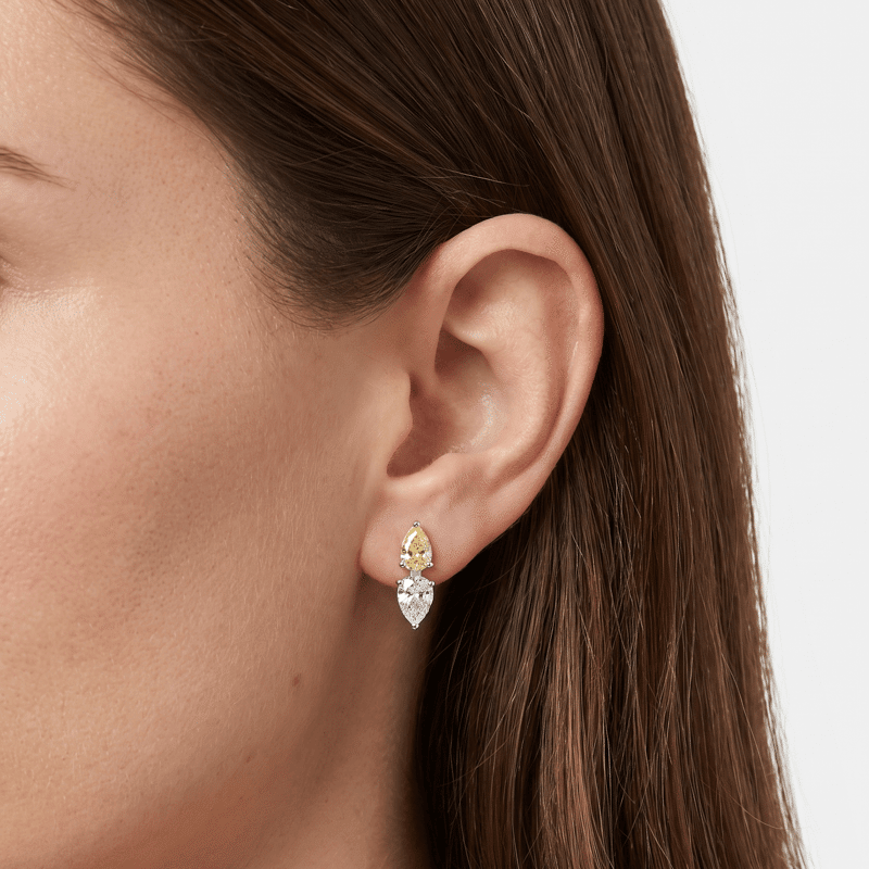 6 Cttw Pear Cz Up/Down Pear Sparkle Earrings