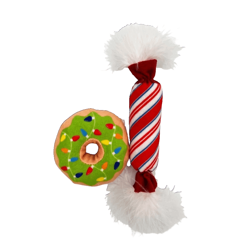Lit Donut & Peppermint Candy 2PK Cat Toy