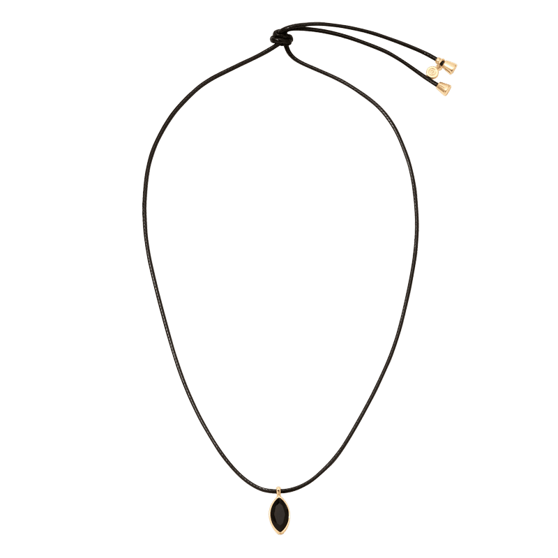 Marquise Onyx Pendant Cord Necklace