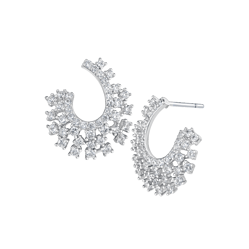 8 Cttw Round Cz Burst Curved Post Ears