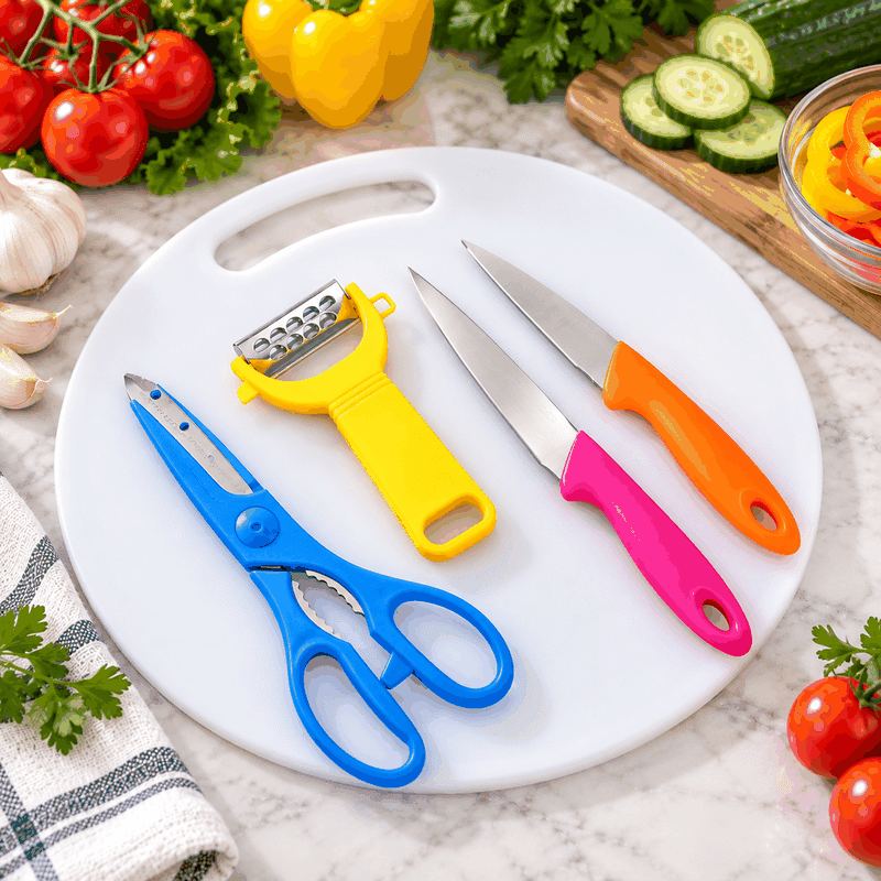 Kitchen Knife & Utensil Set with Cutting Board
