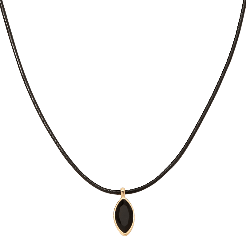 Marquise Onyx Pendant Cord Necklace